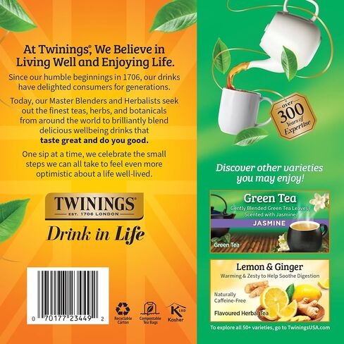 Twinings Pure Green Tea Individually Wrapped Bags, 100 Count (Pack of 1), Smooth & Refreshing, Caffeinated, Enjoy Hot or Iced, 100 Teabags in Saudi Arabia
