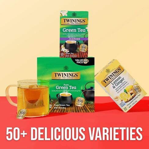Twinings Pure Green Tea Individually Wrapped Bags, 100 Count (Pack of 1), Smooth & Refreshing, Caffeinated, Enjoy Hot or Iced, 100 Teabags in Saudi Arabia