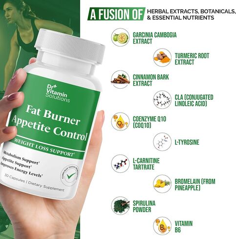 Fat Burner & Appetite Control Weight Loss Supplements for Women & Men - Metabolism Booster w/ L-Carnitine, CLA, Chromium - Appetite Suppressant for Weight Loss - 30 Capsules in Saudi Arabia