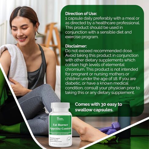 Fat Burner & Appetite Control Weight Loss Supplements for Women & Men - Metabolism Booster w/ L-Carnitine, CLA, Chromium - Appetite Suppressant for Weight Loss - 30 Capsules in Saudi Arabia