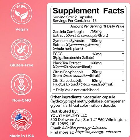 OxyEnergy Calorie Blocker 6-in-1 Natural Weight Loss Supplement for Women & Men, with Garcinia Cambogia,Gymnema Sylvestre & Bergamot,Boosts Metabolism,Suppresses Fat Synthesis & Appetite,30 Capsules in Saudi Arabia