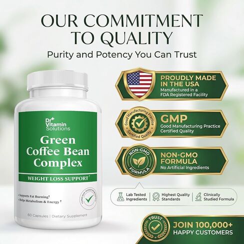 Green Coffee Bean Extract 350 mg – Weight Loss Support, Metabolism & Energy Booster with Green Tea, Apple Cider Vinegar, Grapefruit, Kelp & Acai – Fat Burning Formula, Non-GMO, 60 Capsules in Saudi Arabia