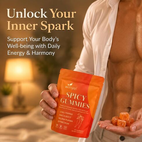 Spicy Gummies Cubes - Hot Peach Flavor - Chili Pepper, Maca Root & Muira Puama - Herbal Supplement for Energy, Mood & Vitality - Romantic Mood Enhancer for Couples in Saudi Arabia