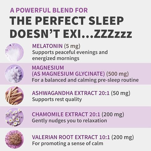 12-in-1 Melatonin Sleep Capsules - Natural Sleep Aids for Adults with Melatonin 5mg and Magnesium Glycinate 500mg, Sleep Aid with Ashwagandha, L Theanine, Valerian Root, GABA, 5-HTP (90ct, Pack of 1) in Saudi Arabia