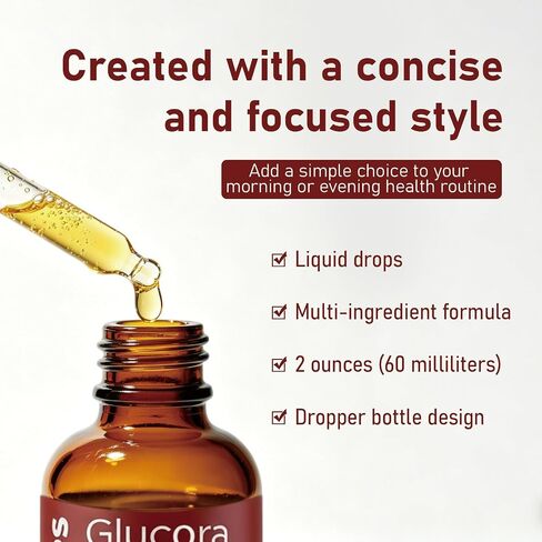Glucora Berberina Liquida Gotas, Berberine Drops with Ceylon Cinnamon, Bitter Melon, Gymnema, Chromium, Turmeric, Ginger & Moringa for Daily Metabolic Wellness Support, Vegan Sugar-Free Drops, 2 fl oz in Saudi Arabia