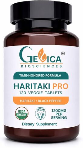 Haritaki Pro – USDA Organic Haritaki Supplement with Black Pepper, Whole Terminalia Chebula Fruit, No Extract, NPOP & BioAgriCert Certified, 120 Tablets in Saudi Arabia