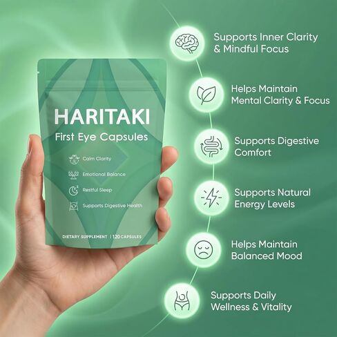 Haritaki First Eye Capsules Organic – Digestive & Daily Wellness Support with Terminalia Chebula Fruit Extract, Clean Label Daily, Non GMO, Vegan 120 Capsules (1) in Saudi Arabia