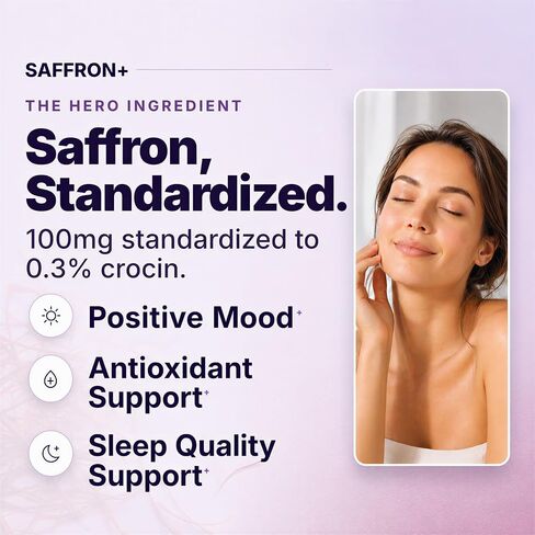 Saffron Supplement - 9-in-1 Formula with 100mg Saffron Extract, Holy Basil, Ashwagandha & Magnesium Glycinate - Supports Positive Mood, Emotional Balance, Calm Focus & Daily Energy - 60 Capsules in Saudi Arabia