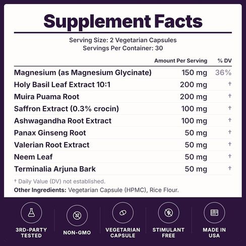 Saffron Supplement - 9-in-1 Formula with 100mg Saffron Extract, Holy Basil, Ashwagandha & Magnesium Glycinate - Supports Positive Mood, Emotional Balance, Calm Focus & Daily Energy - 60 Capsules in Saudi Arabia