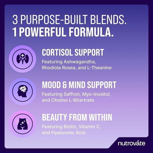 Cortisol Supplement for Women - Rhodiola Rosea, Ashwagandha, Saffron, L-Theanine, Magnesium Glycinate -Supports Sleep & Calm, Advanced Cortisol Reducer Support with Phosphatidylserine, Made in USA in Kuwait