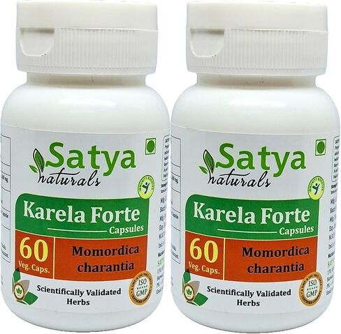 Bitter Melon Forte Capsule 500 mg. 60 Veg. Capsule | Karela (Momordica Charantia) Extract Capsules for Men and women | Ayurvedic Herbal Supplement/Remedies | 10:1 Forte (2 Bottles of 60 Capsules) in Saudi Arabia