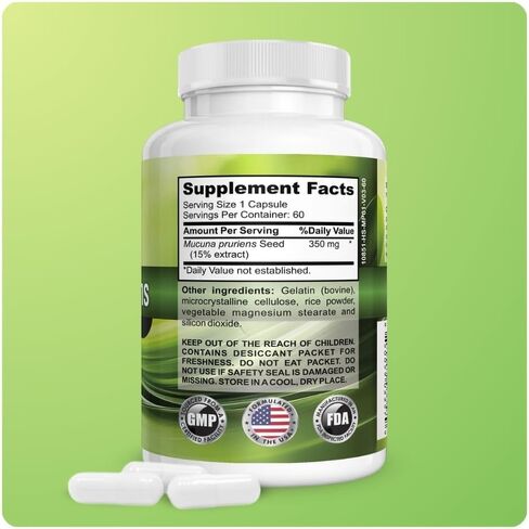 Mila Miamor Mucuna Pruriens Extract Capsules 350mg, Standardized 15% Extract, Overall Sexual Wellness and Mood Support, Herbal Formula, Non-GMO, Third-Party Tested, Made in USA, 60 Capsules in Saudi Arabia