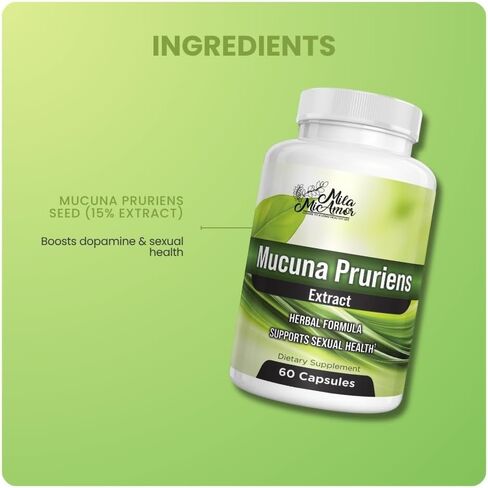 Mila Miamor Mucuna Pruriens Extract Capsules 350mg, Standardized 15% Extract, Overall Sexual Wellness and Mood Support, Herbal Formula, Non-GMO, Third-Party Tested, Made in USA, 60 Capsules in Saudi Arabia