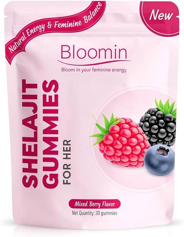 Bloomin Shilajit Gummies for Women - Feminine Wellness Supplement with Natural Energy & Daily Balance, Mixed Berry Flavor, Daily Herbal Gummies for Women - 30 Count in Saudi Arabia