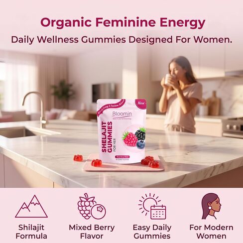 Bloomin Shilajit Gummies for Women - Feminine Wellness Supplement with Natural Energy & Daily Balance, Mixed Berry Flavor, Daily Herbal Gummies for Women - 30 Count in Saudi Arabia