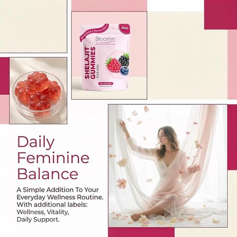 Bloomin Shilajit Gummies for Women - Feminine Wellness Supplement with Natural Energy & Daily Balance, Mixed Berry Flavor, Daily Herbal Gummies for Women - 30 Count in Saudi Arabia
