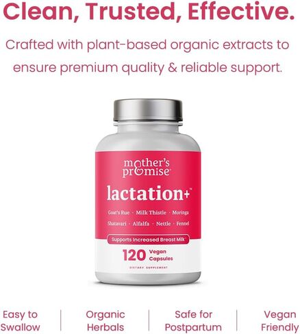 Lactation Support Breastfeeding Supplement with Organic Moringa, Goat’s Rue, Shatavari, Alfalfa, Fennel, Lactation Supplement for Milk Supply Increase, Breast Milk Supply Booster - 120 Vegan Capsules in Saudi Arabia