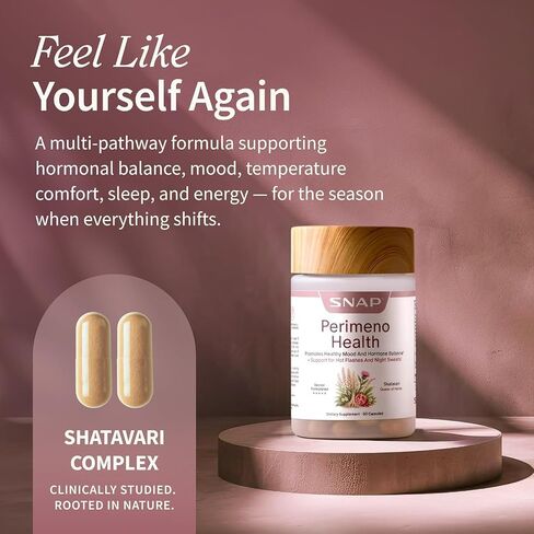 Snap Supplements Perimeno Health, Perimenopause Support Supplement for Women, Botanical Complex with Shatavari for Hormone Balance and Harmony, Mood and Vitality, 60 Capsules in Saudi Arabia