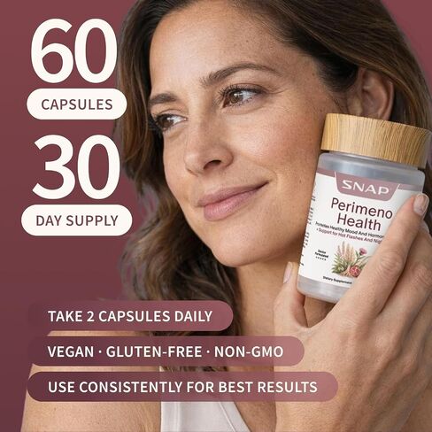 Snap Supplements Perimeno Health, Perimenopause Support Supplement for Women, Botanical Complex with Shatavari for Hormone Balance and Harmony, Mood and Vitality, 60 Capsules in Saudi Arabia