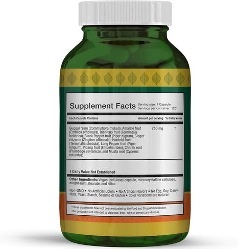Harmony Nutraceuticals Medohar Guggul – Metabolism & Digestive Function Support – Traditional Ayurvedic Herbal Formula – Dr. Gumman’s Clinical Grade – 120 Premium 750 mg Vegan Capsules – Made in USA in Saudi Arabia