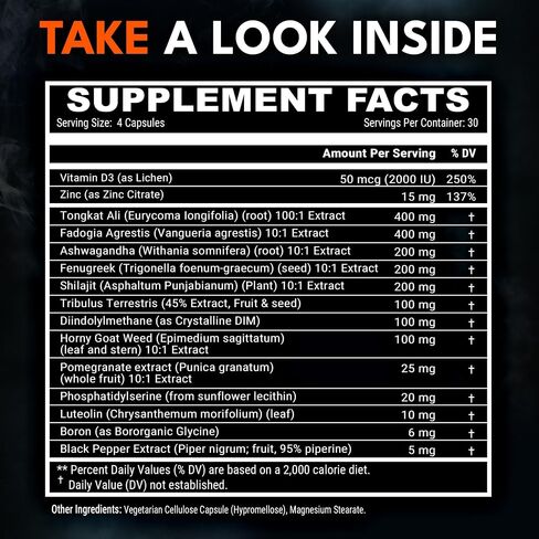 Men's Performance Stack – Beef Organ Complex + Testosterone Supplement – Grass Fed Organs & 15-in-1 Test Support with Tongkat Ali, Ashwagandha, Shilajit – 240 Capsules in Saudi Arabia