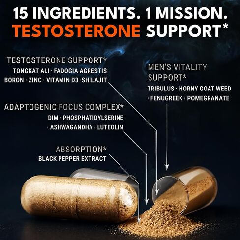 Men's Performance Stack – Beef Organ Complex + Testosterone Supplement – Grass Fed Organs & 15-in-1 Test Support with Tongkat Ali, Ashwagandha, Shilajit – 240 Capsules in Saudi Arabia