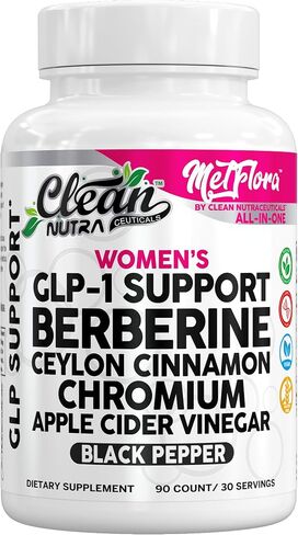 Berberine 1000mg Supplement with Apple Cider Vinegar Capsules - Women's Metabolic Support with Ceylon Cinnamon, Chromium Picolinate 1000mcg & Black Pepper Extract - Metabolic Wellness - 90 Count in Kuwait