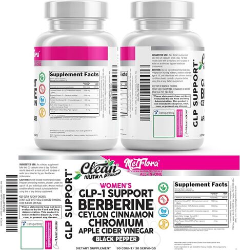 Berberine 1000mg Supplement with Apple Cider Vinegar Capsules - Women's Metabolic Support with Ceylon Cinnamon, Chromium Picolinate 1000mcg & Black Pepper Extract - Metabolic Wellness - 90 Count in Kuwait