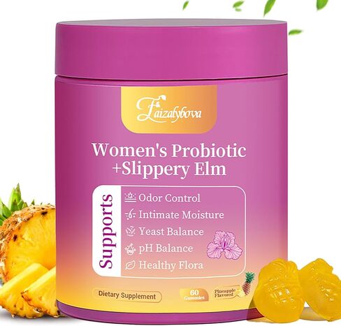 Her Juicy Feminine Probiotics Gummies with Slippery Elm, Tropical Pineapple Flavor | Supports ph Balance for Women, Digestive & Immune Health | 60 Gummies (1 Pack) in Kuwait