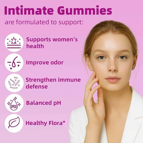 Her Juicy Feminine Probiotics Gummies with Slippery Elm, Tropical Pineapple Flavor | Supports ph Balance for Women, Digestive & Immune Health | 60 Gummies (1 Pack) in Kuwait