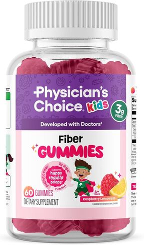 Physician's CHOICE Fiber Gummies for GLP-1 Support - No Sugar Added & Vegan - Raspberry Lemon - Natural Chicory Root Prebiotic Fiber Gummy - Digestive Health & Regularity for Women & Men - 60CT in Kuwait