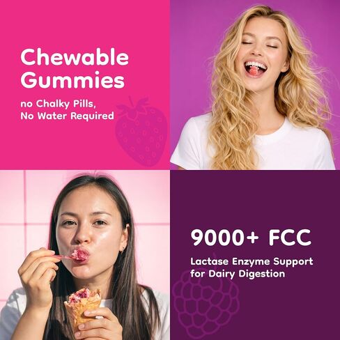 علكات إنزيم اللاكتيز 9000+ FCC 60 عدد - مكمل إنزيم هضمي لأطعمة الألبان، دعم اللاكتيز القابل للمضغ، نباتي، موافق للشريعة اليهودية، صنع في الولايات المتحدة الأمريكية | موزيم ™ in Kuwait