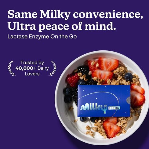 Milky Ultra Lactose Intolerance Pills - 21,000 FCC - Extra Strength Dairy Relief for Lactose Intolerance - Lactase Enzyme Tablets - Portable Credit Card Sleeves (48 Count - Black Hole) in Saudi Arabia