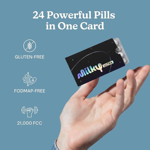 Milky Ultra Lactose Intolerance Pills - 21,000 FCC - Extra Strength Dairy Relief for Lactose Intolerance - Lactase Enzyme Tablets - Portable Credit Card Sleeves (48 Count - Black Hole) in Saudi Arabia