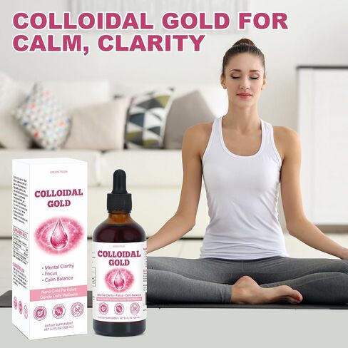 Colloidal Gold 3.4 oz Liquid, 24K Pure Gold Nano Particles Easy to Use, 100ppm Colloidal Gold Support Focus, for Consistent Daily Energy in Saudi Arabia
