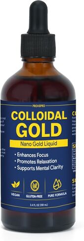 Colloidal Gold 100ppm Drop 3.4 oz, 99% Pure 24K Nano Gold, Particles Premium Colloidal Gold for Clarity Focus Balance, Daily Wellness Routine Smooth Liquid Formula, Easy to Use High Purity Gold in Saudi Arabia