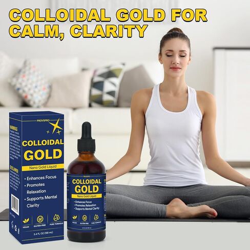 Colloidal Gold 100ppm Drop 3.4 oz, 99% Pure 24K Nano Gold, Particles Premium Colloidal Gold for Clarity Focus Balance, Daily Wellness Routine Smooth Liquid Formula, Easy to Use High Purity Gold in Saudi Arabia