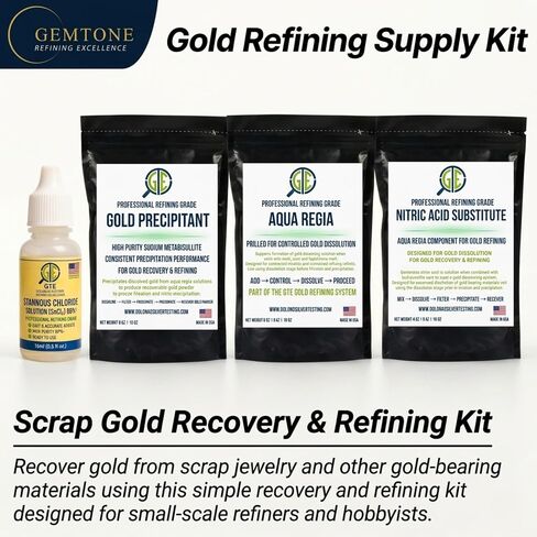 Gemtone Aqua Regia Gold Refining Supply Kit | Professional Grade Powders + Stannous Chloride | Resealable Mylar Bags with Instructions for Beginners in Saudi Arabia