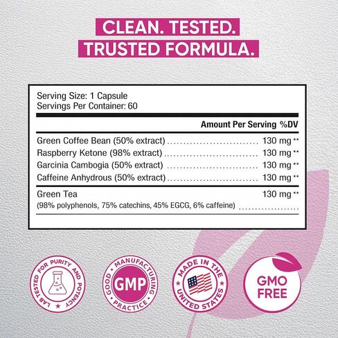 Thermogenic Fat Burner Weight Loss Diet Pills for Women - GLP-1 Support with Raspberry Ketones, Green Tea Extract, Green Coffee & Garcinia - Appetite Suppressant & Metabolism Booster 1 month 60 caps in Saudi Arabia