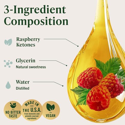 HERBAMAMA Raspberry Ketones Liquid Supplement - Metabolic Wellness Support - Daily Energy & Active Lifestyle Formula - Vegan, Non-GMO, Alcohol-Free & Sugar-Free, 168-Day Supply in Kuwait