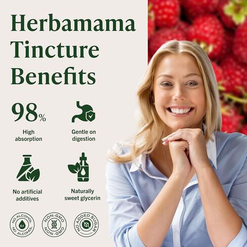 HERBAMAMA Raspberry Ketones Liquid Supplement - Metabolic Wellness Support - Daily Energy & Active Lifestyle Formula - Vegan, Non-GMO, Alcohol-Free & Sugar-Free, 168-Day Supply in Kuwait