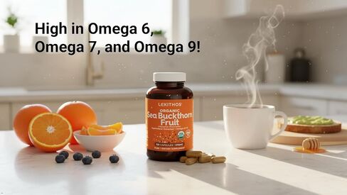 Organic Sea Buckthorn Capsules | Organic Omega 6-7-9 Complex | 1125mg Per Serving | Supports Skin Barrier and Inflammatory Response | USDA Organic, Vegan, Non-GMO, Gluten-Free | 120 Capsules in Saudi Arabia
