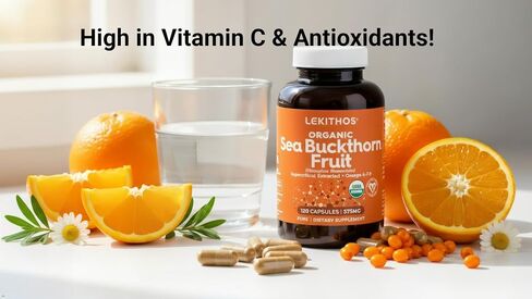 Organic Sea Buckthorn Capsules | Organic Omega 6-7-9 Complex | 1125mg Per Serving | Supports Skin Barrier and Inflammatory Response | USDA Organic, Vegan, Non-GMO, Gluten-Free | 120 Capsules in Saudi Arabia