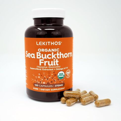 Organic Sea Buckthorn Capsules | Organic Omega 6-7-9 Complex | 1125mg Per Serving | Supports Skin Barrier and Inflammatory Response | USDA Organic, Vegan, Non-GMO, Gluten-Free | 120 Capsules in Saudi Arabia