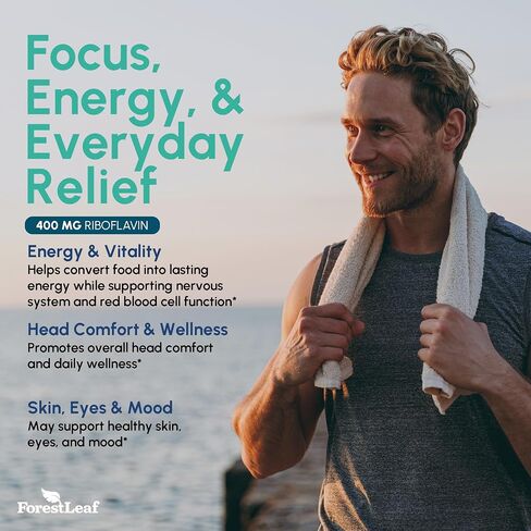 ForestLeaf Vitamin B2 Riboflavin 400mg - Energy, Skin & Cellular Health Supplement - Nervous System Support - Vitamin B 2 VIT B - Non-GMO & Gluten Free - B2 Vitamin 400mg Vegetable Capsules, 90 Count in Saudi Arabia