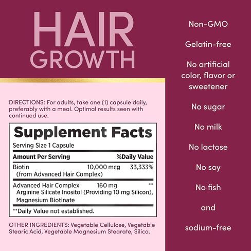 مكمل نمو الشعر من Nature's Bounty Optimal Solutions مع البيوتين، وفيتامينات نمو الشعر مع البيوتين والسيليكون والأرجينين، 1 يوميًا، 30 كبسولة، كمية تكفي لمدة شهر in Kuwait