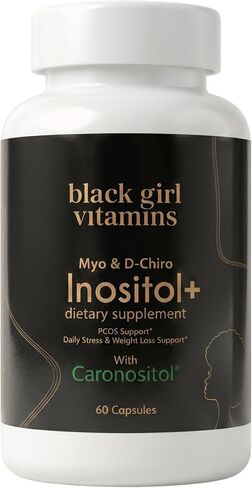 Black Girl Vitamins Inositol Supplement, 2000mg Myo + 50mg D-Chiro, Vegan Capsules to Support Hormone Balance, Healthy Ovarian & Menstrual Wellness, 60 Count in Saudi Arabia