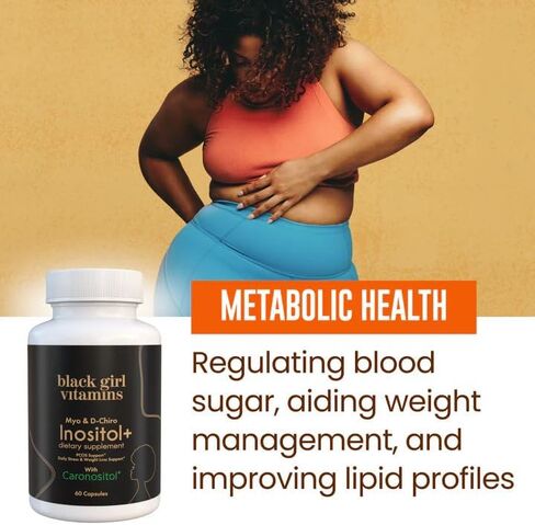 Black Girl Vitamins Inositol Supplement, 2000mg Myo + 50mg D-Chiro, Vegan Capsules to Support Hormone Balance, Healthy Ovarian & Menstrual Wellness, 60 Count in Saudi Arabia