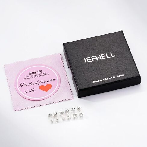 IEFWELL 3 Pairs Moissanite Earrings for Women Men, D-E Color VVS1 Moissanite Flatback Stud Earrings Set Silver Plated Cartilage Piercing Birthday Gifts for Women Men in Kuwait