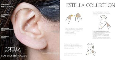 14K Solid Gold Gemstone Trio Flat Back Earrings for Women Threaded Conch Tragus Helix Piercing Jewelry Flower Cartilage Earring Hypoallergenic Screw Back Stud 3 Birthstone Minimalist SINGLE STUD/PAIR in Saudi Arabia